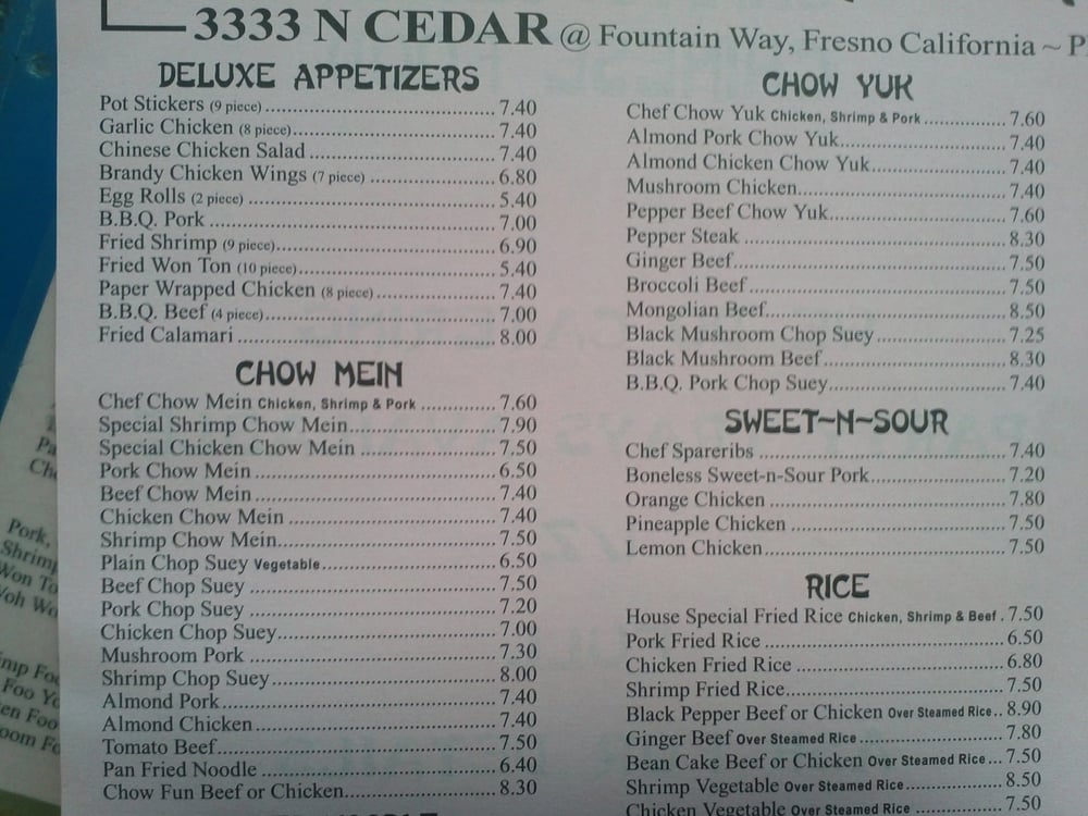 Chan s Chinese Food Fresno CA